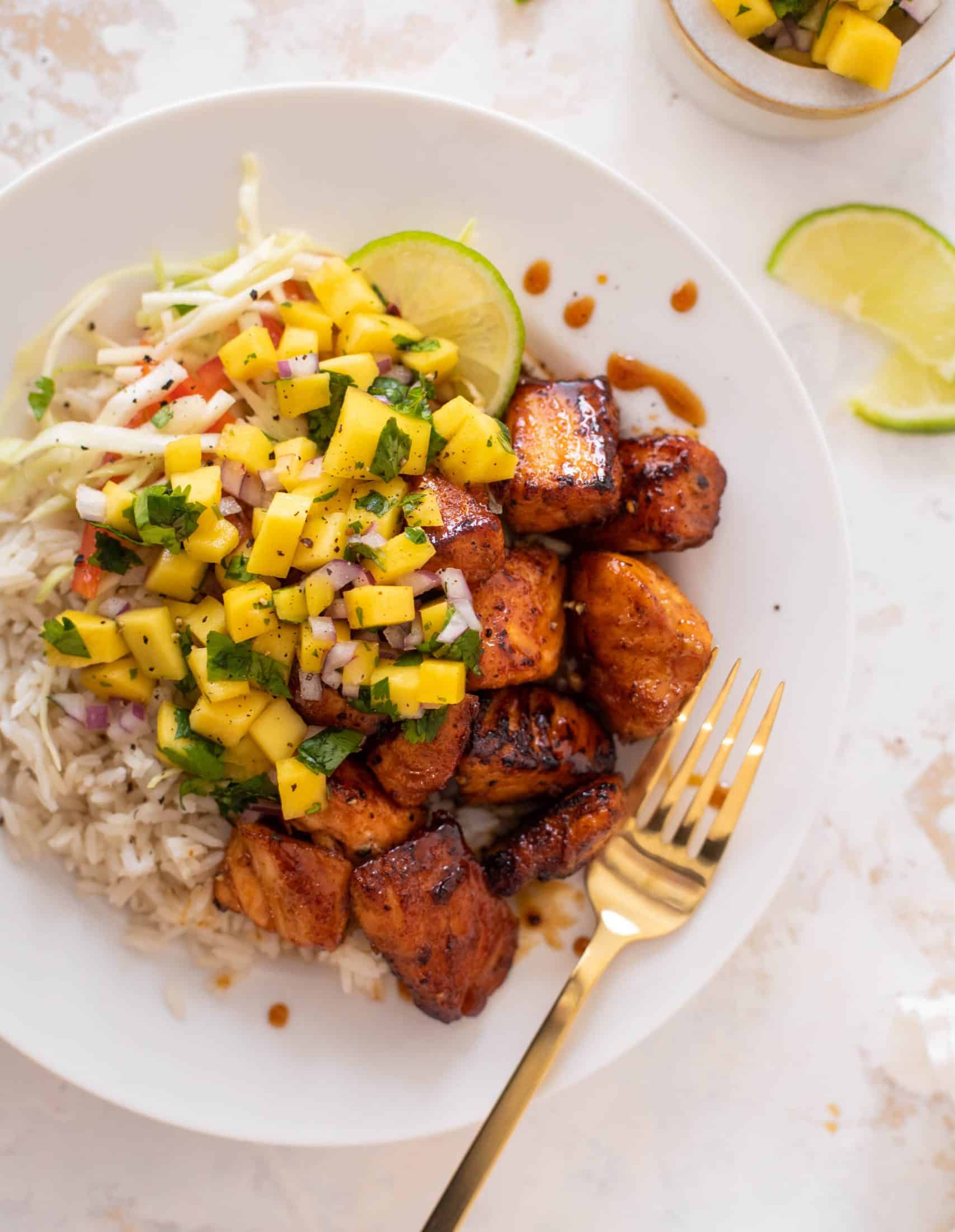 maple chipotle salmon bites