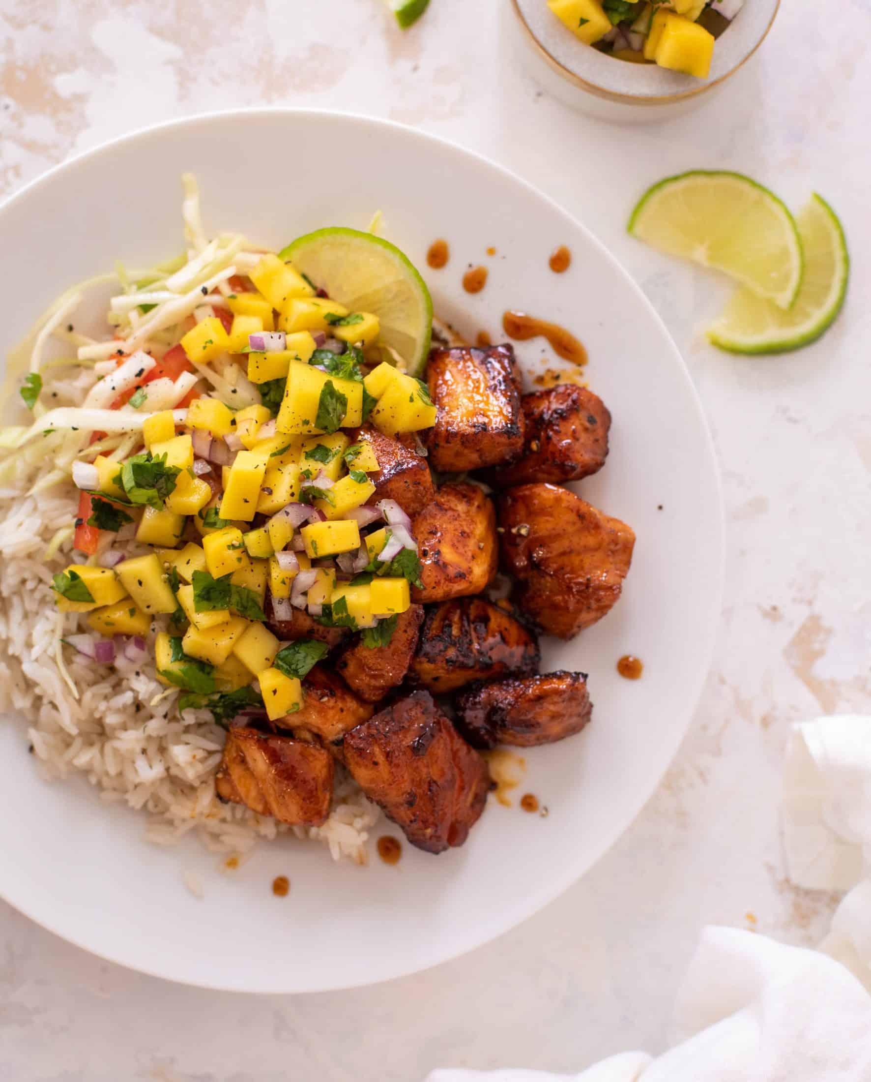 maple chipotle salmon bites