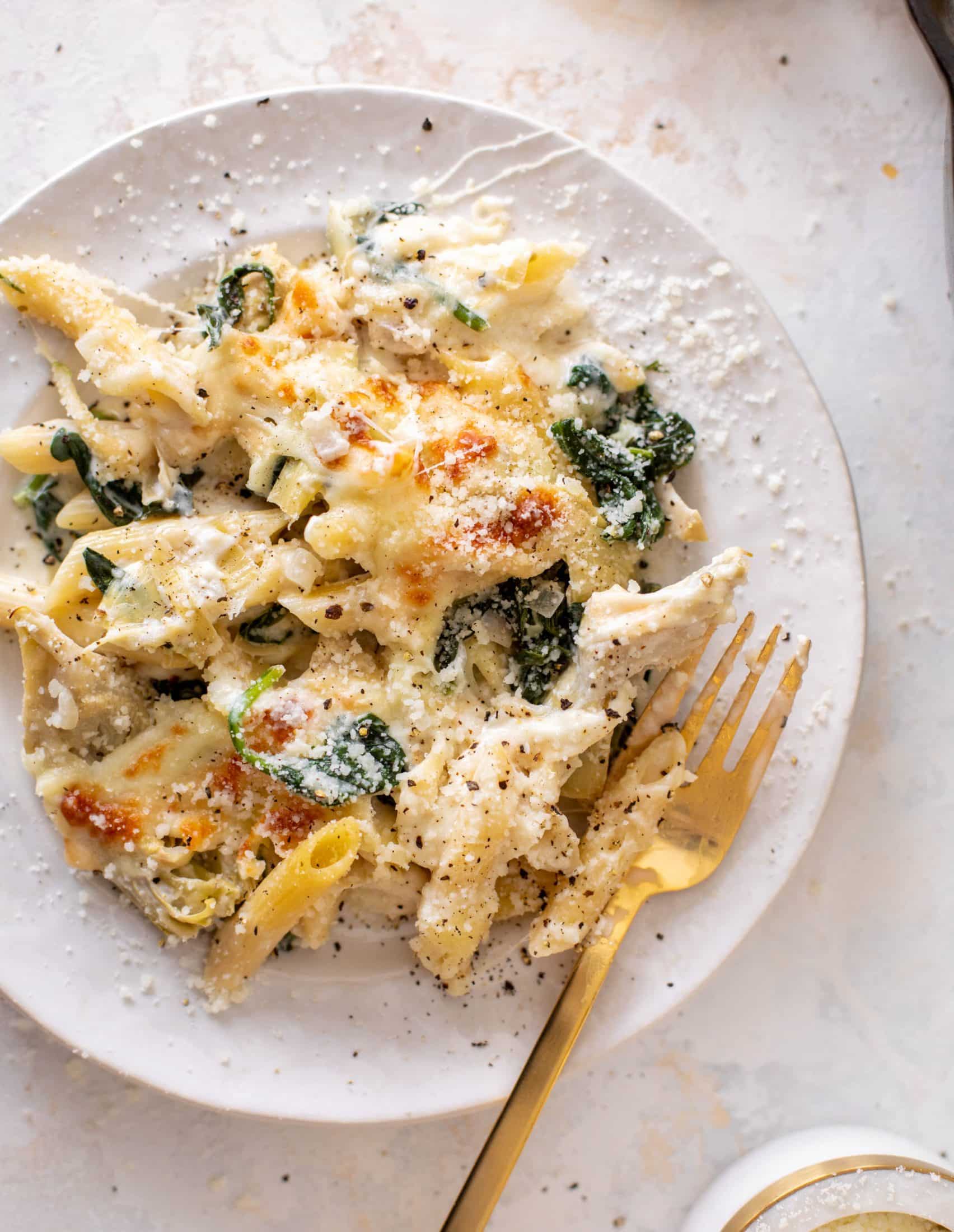 spinach artichoke pasta skillet