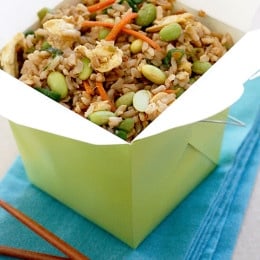Make a healthier version of your favorite take-out with this Asian edamame fried rice! I'm a sucker for Chinese fried rice, but who knows how much oil is added when you order it out. Making it yourself is healthier and easy to do.